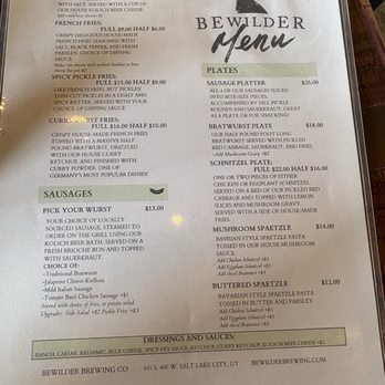 Bewilder Brewing - Menu - Pubs Near Me - Salt Lake City, Utah