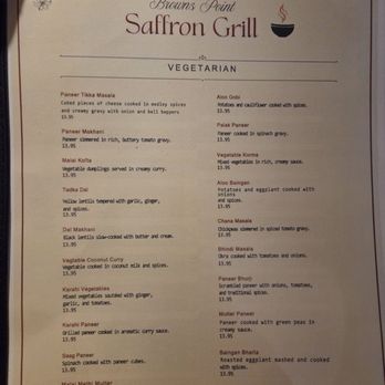 Browns Point Saffron Grill - Vegetarian menu - Indian Near Me - Tacoma, Washington