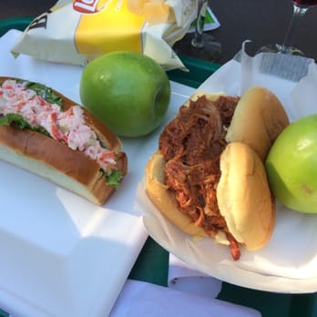 Baiting Hollow Farm Vineyard - Lobster roll and pulled pork sandwich - Wineries Near Me - Calverton, New York
