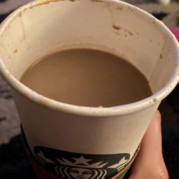 Every time hubby gets me a venti from this location it's always 3/4 filled or missing the extra shot or mocha. Every time hubby gets me a venti from this location it's always 3/4 filled or missing the extra shot or mocha.