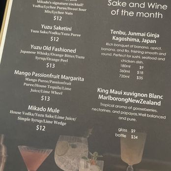 Mikado - Cocktail menu - Sushi Bars Near Me - New York, New York