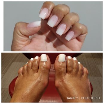 Le's Nails & Spa - French ombre (acrylic).  By Anna. Gel pedi. - Nail Salons Near Me - Duluth, Georgia