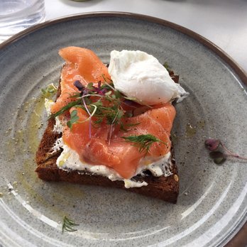 Bluestone Lane Hoboken Café - Salmon toast with poached eggs. Very fresh, healthy and tasty. - Coffee & Tea Near Me - Hoboken, New Jersey Bluestone Lane Hoboken Café - Salmon toast with poached eggs. Very fresh, healthy and tasty. - Coffee & Tea Near Me - Hoboken, New Jersey
