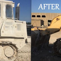 Commercial Mobile Cleaning - Cleaning lime off of Heavy Equipment