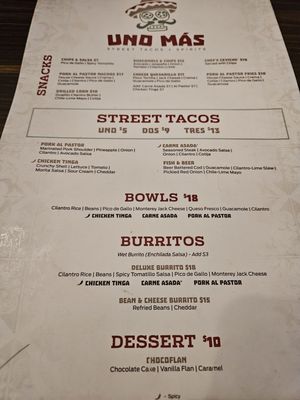 Menu photo 2 Uno Más Las Vegas, NV