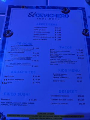 Menu photo 8 El Cevichero Cantina San Antonio, TX