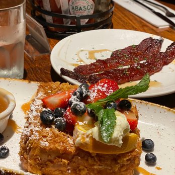Surisan - Blueberry Stuffed Crunch French Toast with Millionaires Bacon Breakfast - Korean Near Me - San Francisco, California