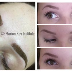 Marion Kay Institute of Permanent Makeup - Immediately after & healed combo hair stroke and solid brows
