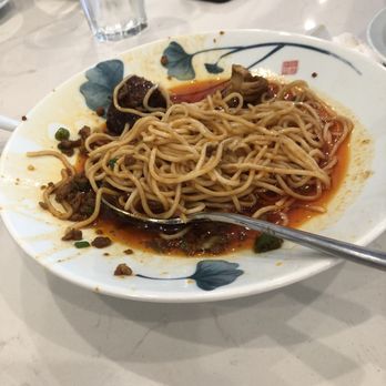 Fiery Shanghai - Unappetizing dandan noodles. We left this on the table - Shanghainese Near Me - Pleasanton, California