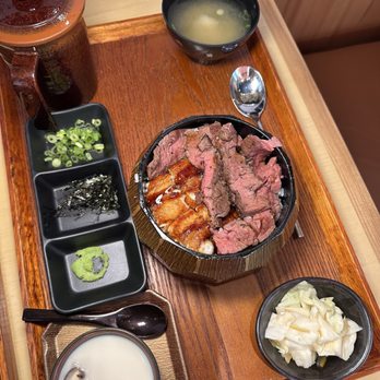 Tendon Kohaku - Unagi and steak don - Japanese Near Me - Seattle, Washington Tendon Kohaku - Unagi and steak don - Japanese Near Me - Seattle, Washington