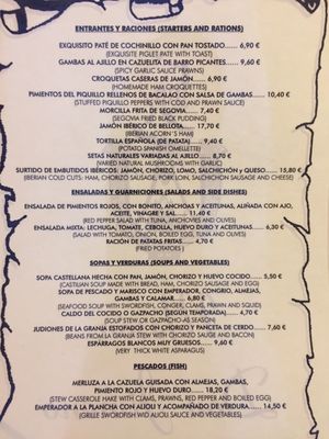 Menu photo 3 Mesón Don Jimeno Segovia, SG
