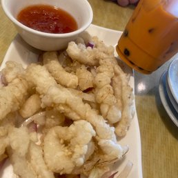 The best calamari and Thai tea with boba. The best calamari and Thai tea with boba.