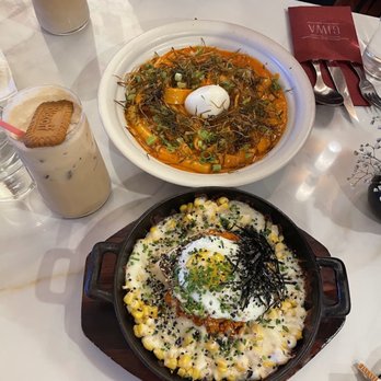 GIWA - Classic Rosé Tteokbokki (top) + Creamy Corn Kimchi Fried Rice (bottom) - Breakfast & Brunch Near Me - Santa Clara, California