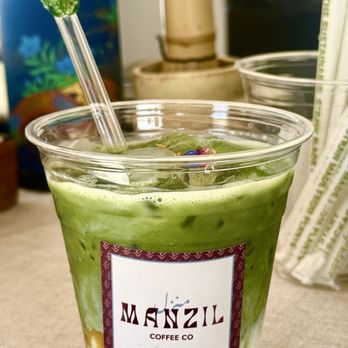 Manzil Coffee - April 3, 2026 | Friday | Mango Lassi Matcha topped with pretty flowers! | - Coffee & Tea Near Me - Los Angeles, California Manzil Coffee - April 3, 2026 | Friday | Mango Lassi Matcha topped with pretty flowers! | - Coffee & Tea Near Me - Los Angeles, California