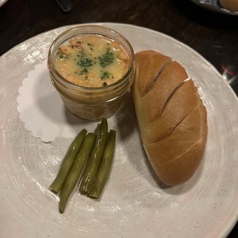 93' Til - Blue Crab Rillettes :Blue Crab. Butter. Meyer Lemon Preserve .Calabrian. Baguette. Pickled Green Beans. - New American Near Me - Houston, Texas