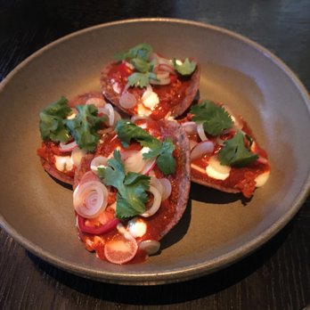 Villon - Nachos Chorizo, Quesillo, Crema, Flaxseed Tostada (Pass! For $16 / 4 nachos booooo!) - New American Near Me - San Francisco, California Villon - Nachos Chorizo, Quesillo, Crema, Flaxseed Tostada (Pass! For $16 / 4 nachos booooo!) - New American Near Me - San Francisco, California
