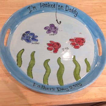 Color Me Mine - "I'm Hooked on Daddy" platter with doggie paw prints! My husband LOVES this! Thank you Color Me Mine! - Paint-Your-Own Pottery Near Me - Bakersfield, California
