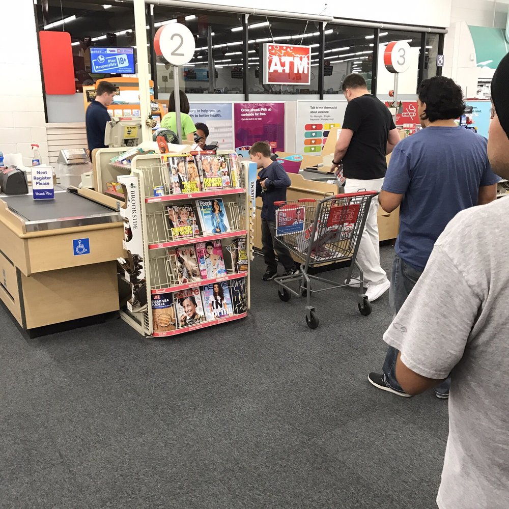 CVS Pharmacy - One register and he left. 9 people in line - Drugstores Near Me - GLENDORA, California CVS Pharmacy - One register and he left. 9 people in line - Drugstores Near Me - GLENDORA, California