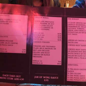 Nine-Eleven Tavern - Menu as of 9/15/18 - Pubs Near Me - Buffalo, New York