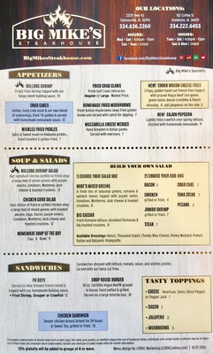 Menu photo 7 Big Mike's Steakhouse Andalusia, AL Menu photo 7 Big Mike's Steakhouse Andalusia, AL