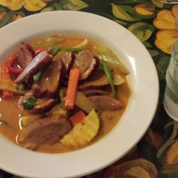Bamboo Hut Bistro - Duck in curry sauce - special dish on the paper sign we saw on the wall