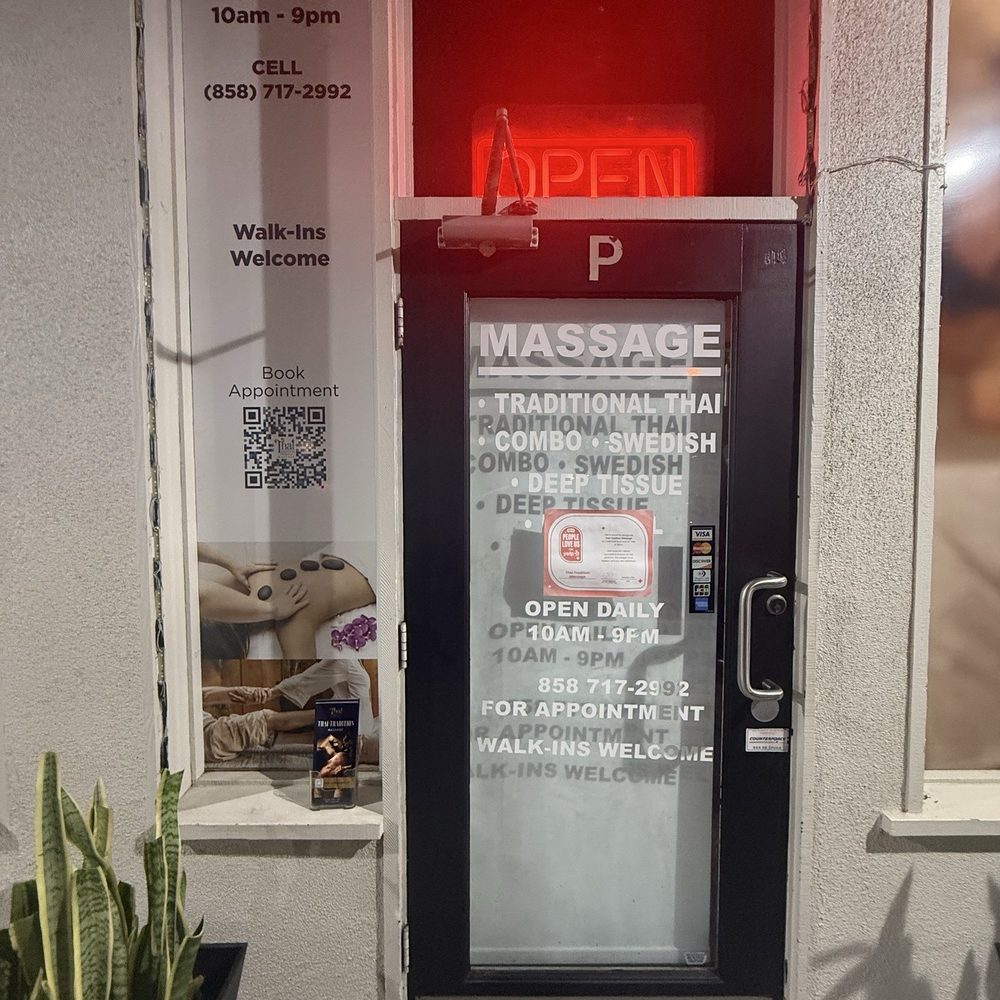 Thai Tradition Massage - Store hours January 2025 - Massage Near Me - San Diego, California