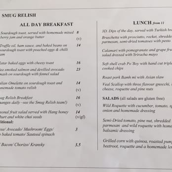 Smug Relish - Interesting and delicious sounding menu. - Cafes Near Me - Brunswick East, VIC