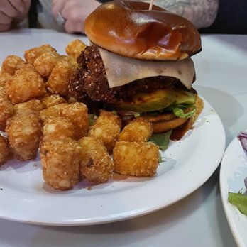 Garage Grill - Spicy chicken sandwich with hot honey. - New American Near Me - Draper, Utah Garage Grill - Spicy chicken sandwich with hot honey. - New American Near Me - Draper, Utah