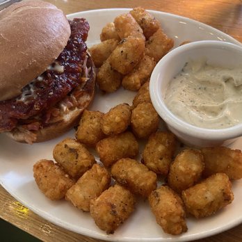 McMenamins Elks Temple - Seoul fried chicken burger with spicy sauce and kimchee. Side of Cajun tots! - Brewpubs Near Me - Tacoma, Washington McMenamins Elks Temple - Seoul fried chicken burger with spicy sauce and kimchee. Side of Cajun tots! - Brewpubs Near Me - Tacoma, Washington