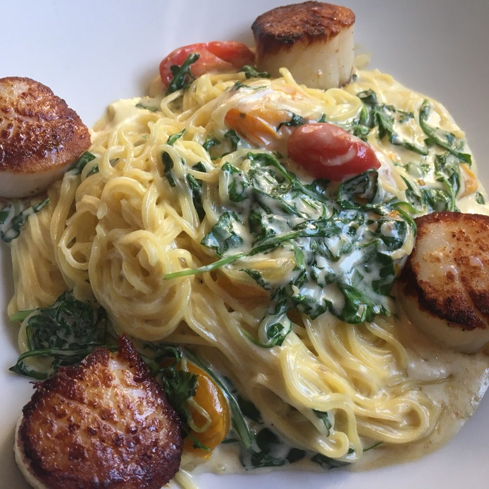 The Quarry Restaurant - Lemon Angel Hair Seared Diver Scallops | Lemon Crema | Cherry Tomato | Arugula - Italian Near Me - Hingham, Massachusetts The Quarry Restaurant - Lemon Angel Hair Seared Diver Scallops | Lemon Crema | Cherry Tomato | Arugula - Italian Near Me - Hingham, Massachusetts