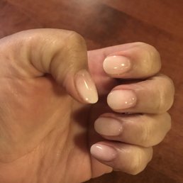 Ombré American manicure with dipping powder.