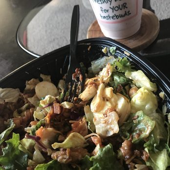 Farmer Boys - BBQ Chicken Salad with a Strawberry Milkshake - Breakfast & Brunch Near Me - Modesto, California