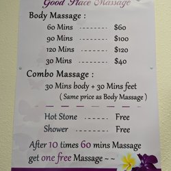 Good Place Massage - Pricing