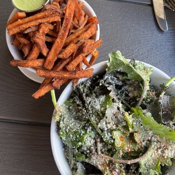 Brider - Baby Kale & Shaved Apple Salad, Sweet Potato Fries - New American Near Me - Denver, Colorado Brider - Baby Kale & Shaved Apple Salad, Sweet Potato Fries - New American Near Me - Denver, Colorado