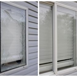 Brothers Glass & Mirror - A broken double pane unit is replaced.