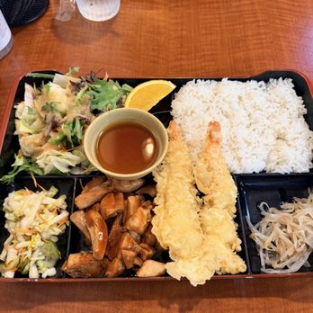 Emon - Bento Box - Chicken Teriyaki w/ Shrimp Tempura - Japanese Near Me - Burbank, California Emon - Bento Box - Chicken Teriyaki w/ Shrimp Tempura - Japanese Near Me - Burbank, California