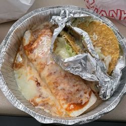 La Plaza Bonita Mexican Restaurant - I ordered the lunch special which consisted of two tacos and a burrito. I got the shredded chicken. It's my first time being here.
