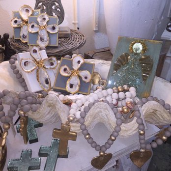 The Garage Studio - Oyster Art Crosses on canvas made at the studio in Point Clear- photo from the business - Gift Shops Near Me - Point Clear, Alabama
