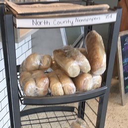 Fresh bread loaves for sale.