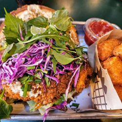 Bruxie - Kick'in Nashville Hot: Added home grown Nira/Japanese garlic chives, Shiso/Japanese Basil, Italian Arugula, Greek basil, & red cabbage.