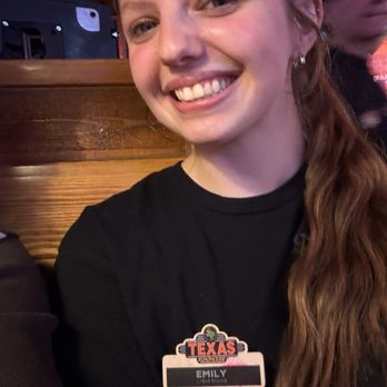 Texas Roadhouse - Our sweet efficient smiley server Miss Emily. Welcome to Texas. Well done, Texas roadhouse she's great. - Steakhouses Near Me - Fort Worth, Texas Texas Roadhouse - Our sweet efficient smiley server Miss Emily. Welcome to Texas. Well done, Texas roadhouse she's great. - Steakhouses Near Me - Fort Worth, Texas