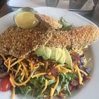 Moonshine Grill - Crispy chicken salad with honey mustard dressing - Southern Near Me - Austin, Texas Moonshine Grill - Crispy chicken salad with honey mustard dressing - Southern Near Me - Austin, Texas