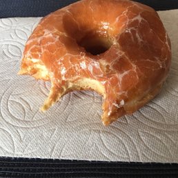 Glazed donut, minus a couple of bites!