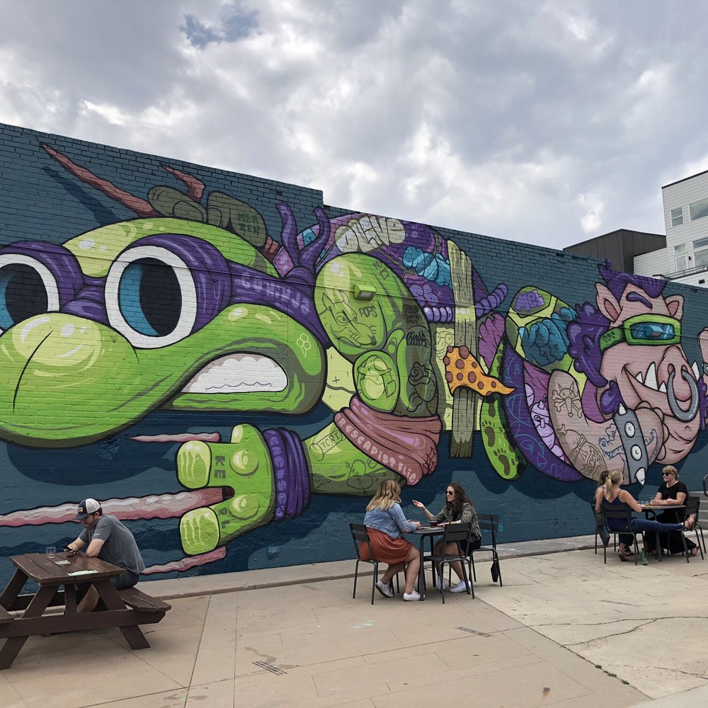 Stem Ciders - New Ninja Turtles mural courtesy of Crush Walls 2020! - Bars Near Me - Denver, Colorado Stem Ciders - New Ninja Turtles mural courtesy of Crush Walls 2020! - Bars Near Me - Denver, Colorado