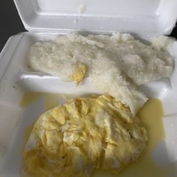 Scrambled eggs (2) & grits