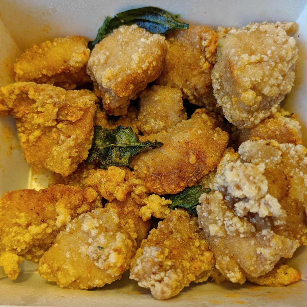 Facing East - Five Spice Fried Chicken with basil and pickled cucumbers - Chinese Near Me - Bellevue, Washington Facing East - Five Spice Fried Chicken with basil and pickled cucumbers - Chinese Near Me - Bellevue, Washington
