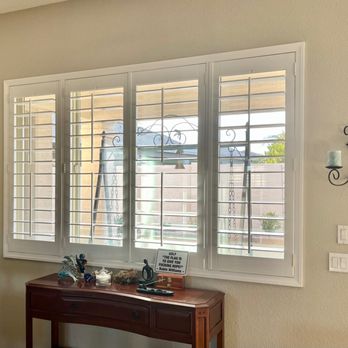 Desert Wind - Family Room Window with O'Hair Shutters from Desert Wind - Shades & Blinds Near Me - Tucson, Arizona