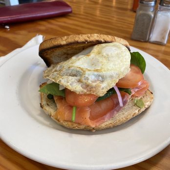 Blue Surf Cafe - Smoked salmon sandwich on sourdough bread - Cafes Near Me - Wilmington, North Carolina