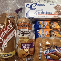 TGTG surprise bag 9/2026: slices bread, cinnamon raisin bagels, crumb cakes, orange napolitanos, hot dog buns