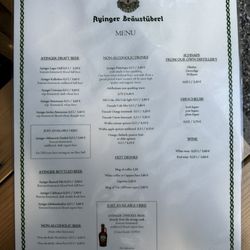 Ayinger Bräustüberl - English Menu page 1